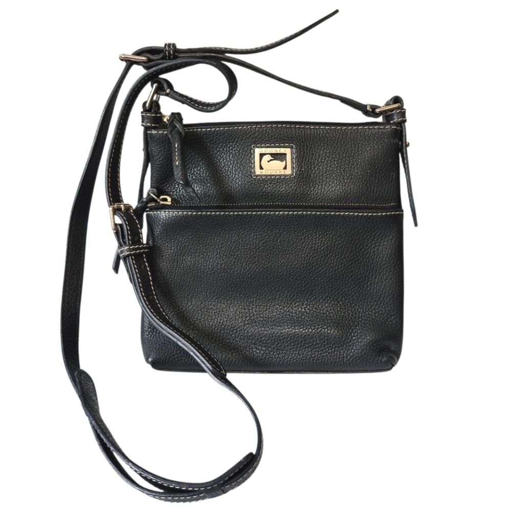 Dooney & Bourke Pebble Grain Black Crossbody‎ Bag Leather Purse Zip Pocket